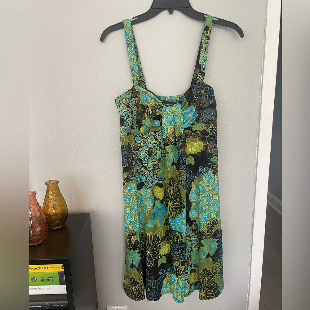 Vintage R&M Richards Dress Mini Drape 90s Psychedelic Floral Print Women's 10